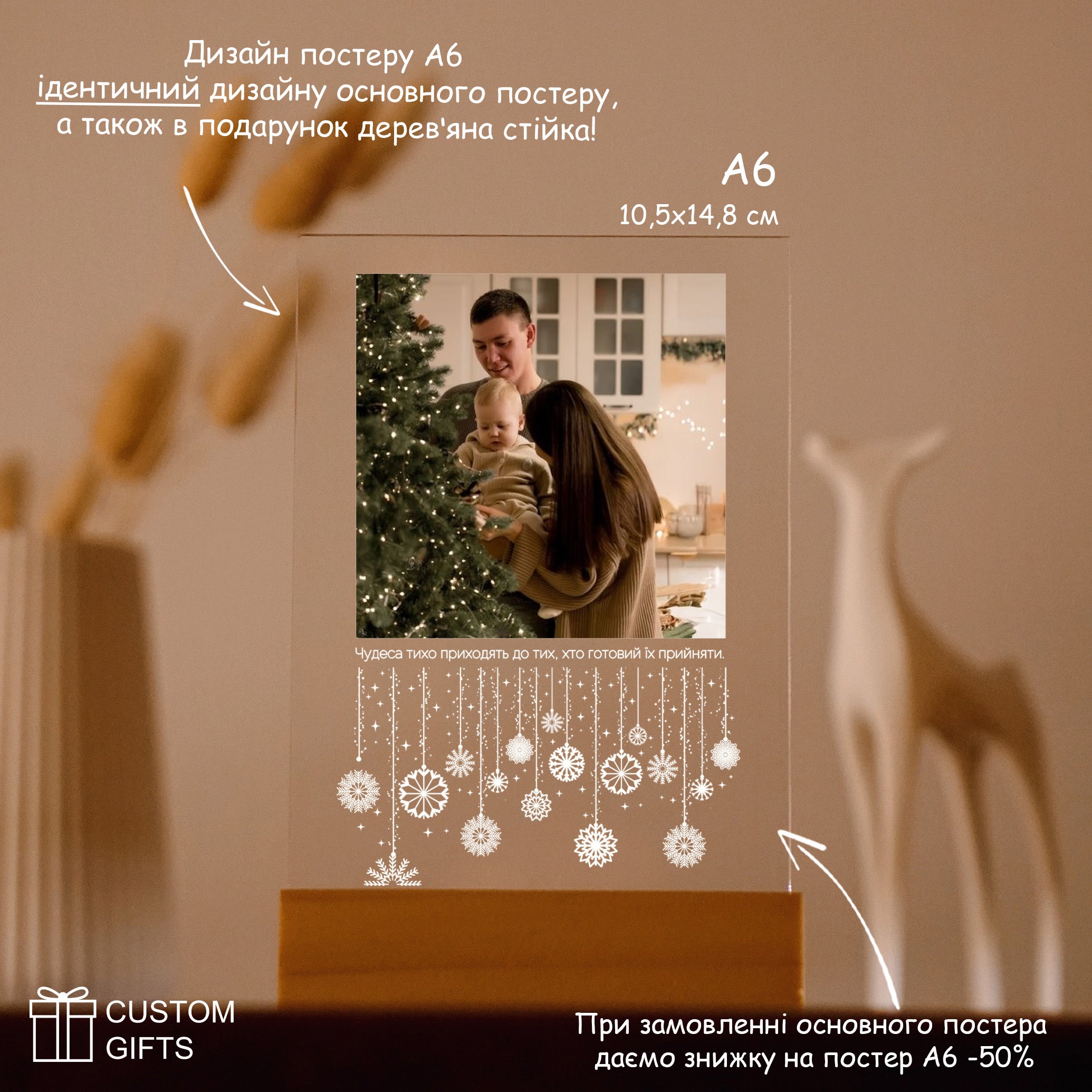 Фотопостер з різдвяним декором — теплий подарунок для близьких