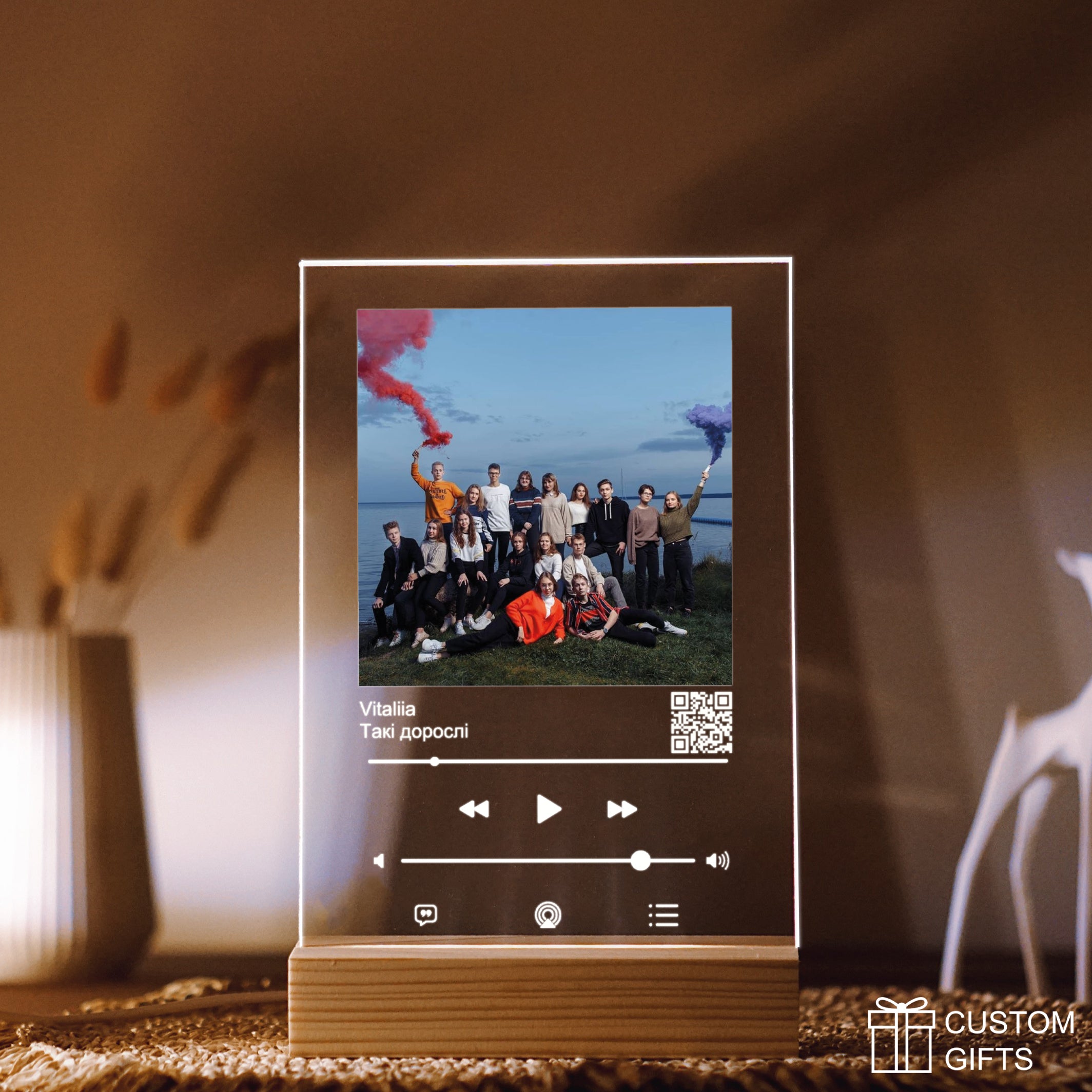 Stylish acrylic Apple Music poster featuring a custom photo and song, perfect gift for Last Bell celebration.
