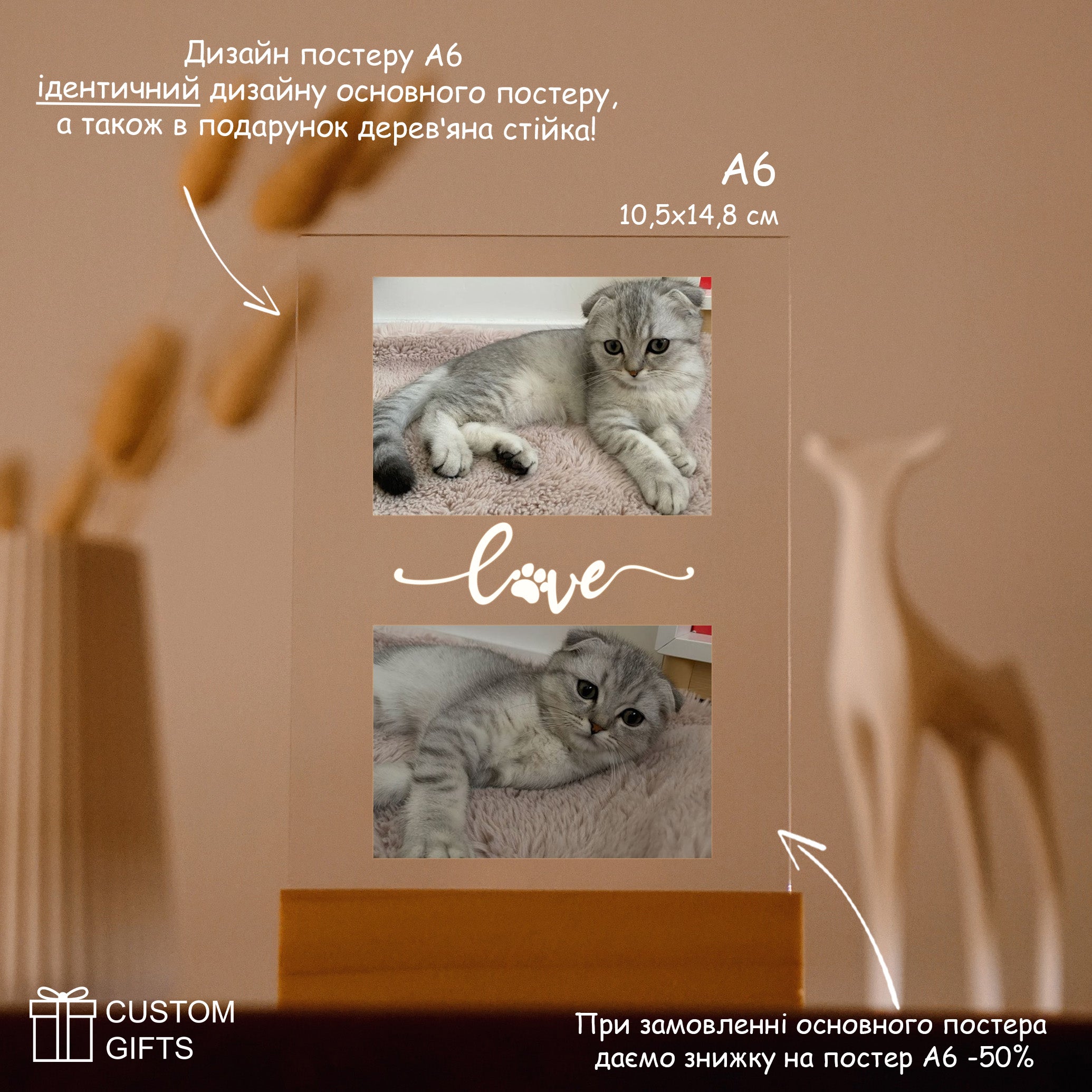 Персоналізований фотопостер колаж - подарунок з домашніми улюбленцями
