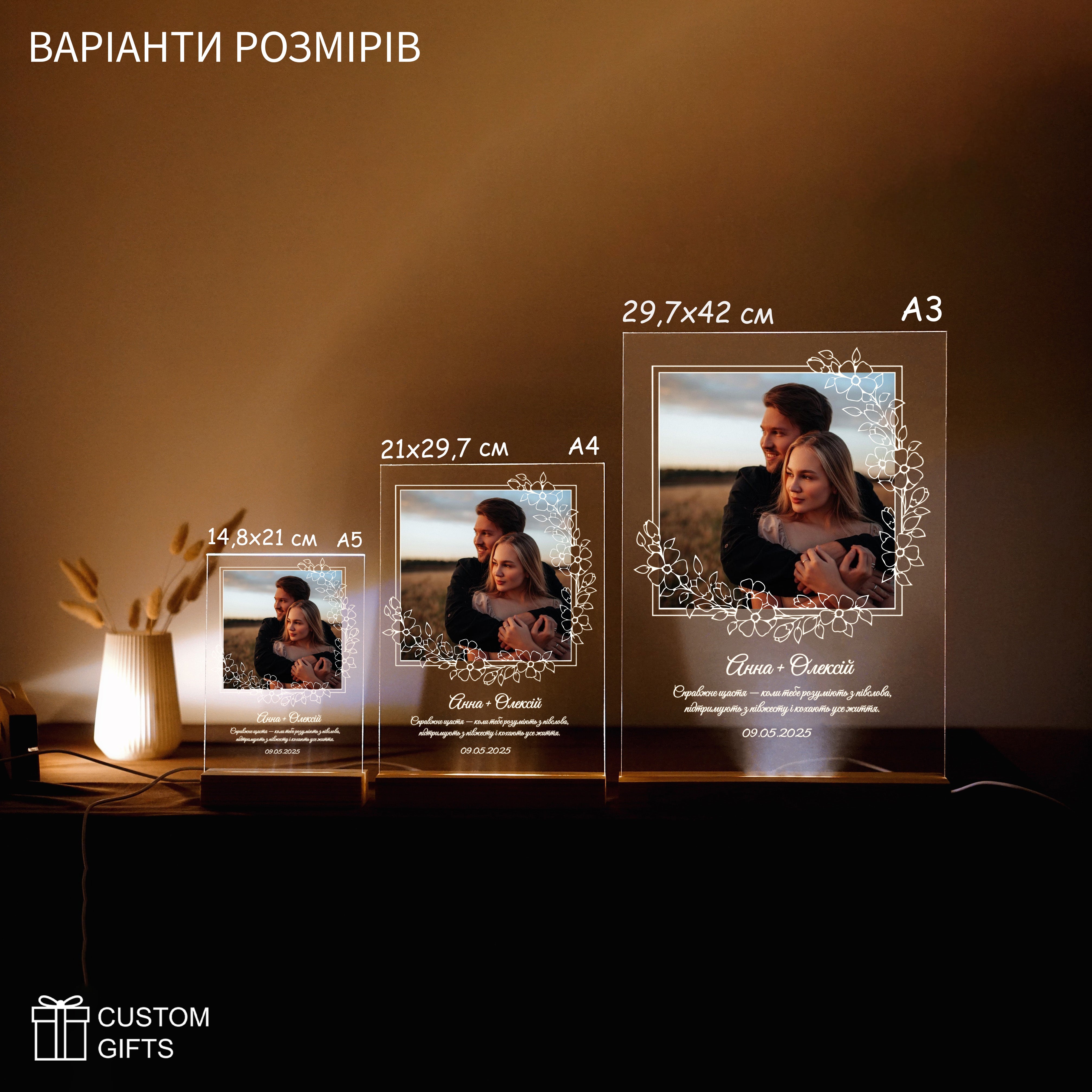 Фотопостер в квітковій рамці - подарунок на річницю